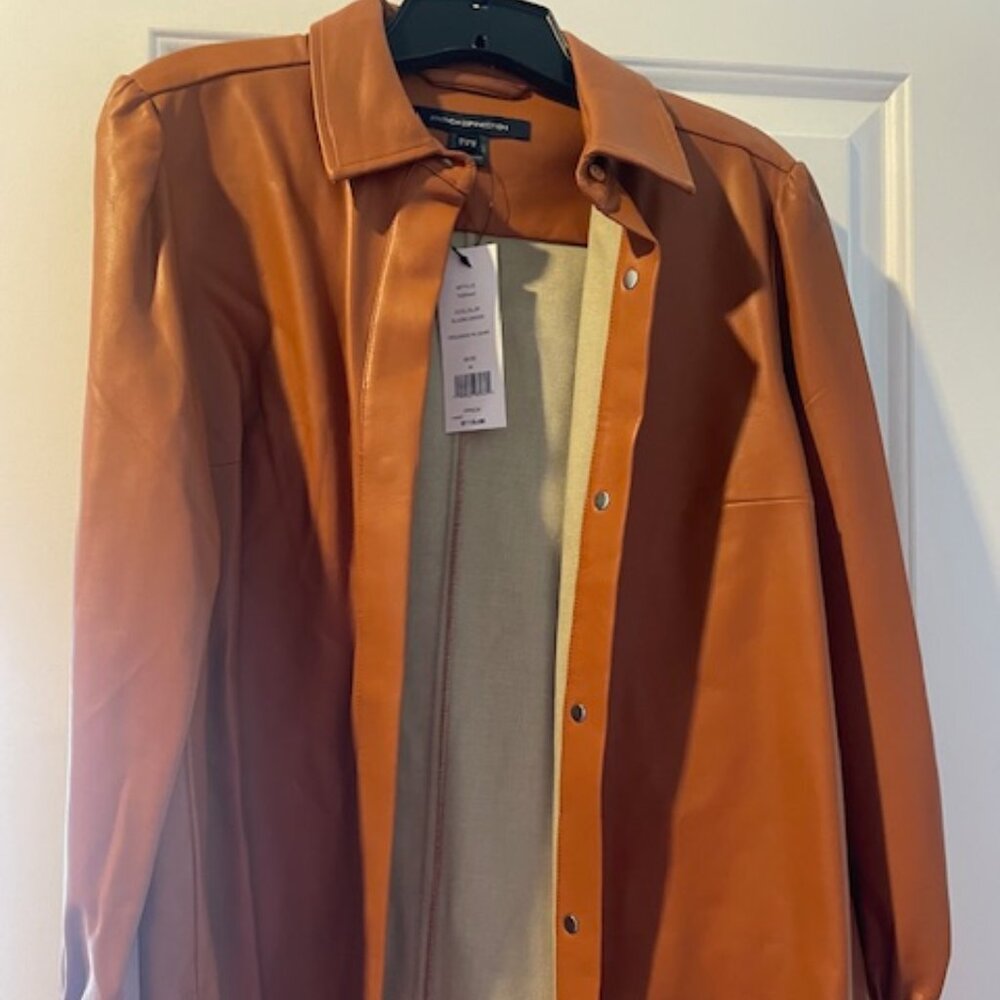French Connection Faux Leather Blouse